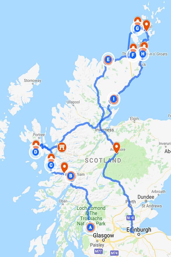 Looking to plan the perfect road trip to Scotland? Here's an unmissable Scotland itinerary for 7-10 days, taking in all the highlights and some surprises! #scotland #travel #highlands #itinerary #roadtrip #thingstodoin