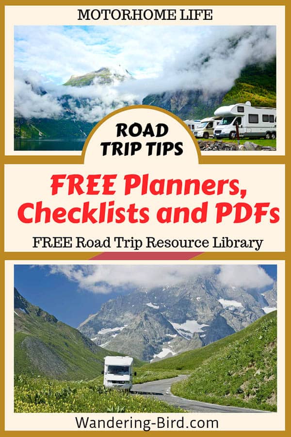 Looking for some AWESOME Free planners, checklists and road trip travel guides? Perfect for motorhomes, RV travel and vanlife. TOTALLY FREE- what are you waiting for?? #roadtrip #roadtriptips #rvlife #vanlife #hacks