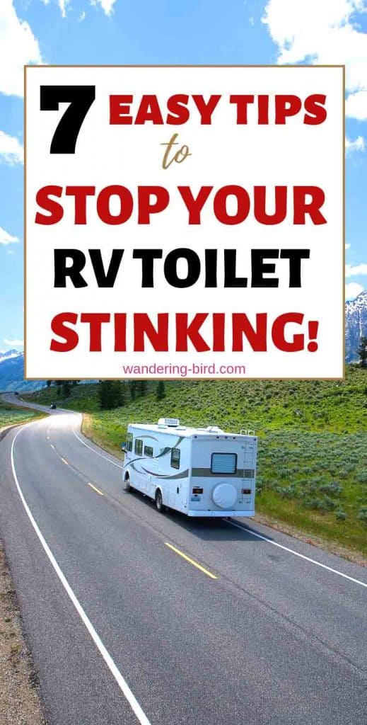 Looking for hacks to stop your camper or RV bathroom smelling bad? Here are 7 easy tips to help your motorhome toilet not stink- especially in the summer! RV living is about to get better! Try out these tips and tricks to improve your RV life.